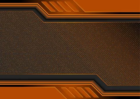 Orange Abstract Tech Background with Decorative Lines Stock Illustration