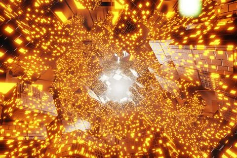 Orange abstract technology big data digital background. 3d rendering. Abstract Ilustración de archivo