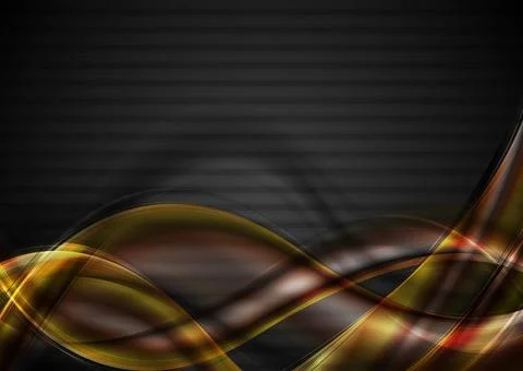 Orange abstract waves on the dark background. Vector design eps 10 Orange ... Stock Photos