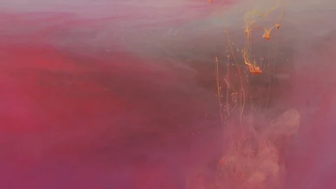 Orange acrylic paint diffusing in water Video stock 100019374