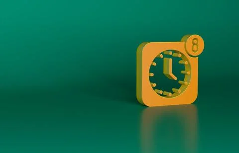 Orange Alarm clock app smartphone interface icon isolated on green background Stock Illustration