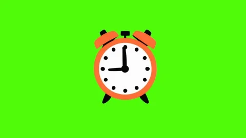 Orange alarm clock icon on green background Stock Footage 287340802