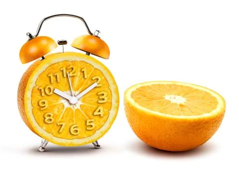 Orange alarm clock Stock Photos