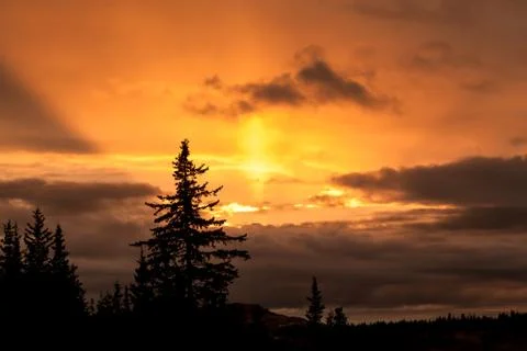 Orange Alaskan sunset Stock Photos