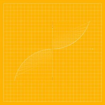 Orange algebraic graph background featuring a fine square coordinate grid and a Stock Illustration