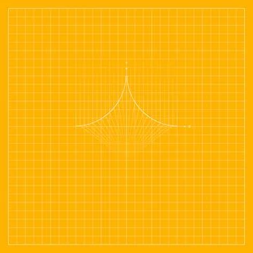 Orange algebraic graph background featuring a fine square coordinate grid and Stock Illustration