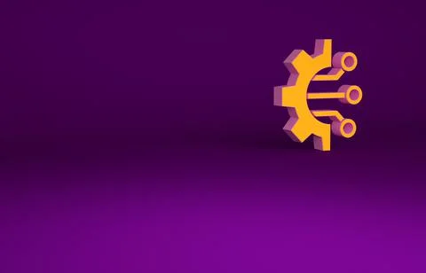 Orange Algorithm icon isolated on purple background. Algorithm symbol design  Stock Illustration