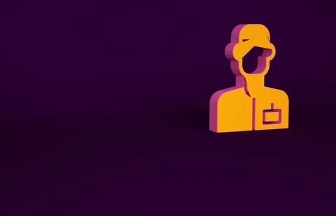 Orange Analyst engineer icon isolated on purple background. Minimalism concep Stock Illustration