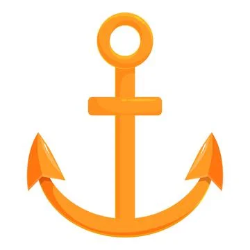 Orange anchor standing on white background Stock Illustration
