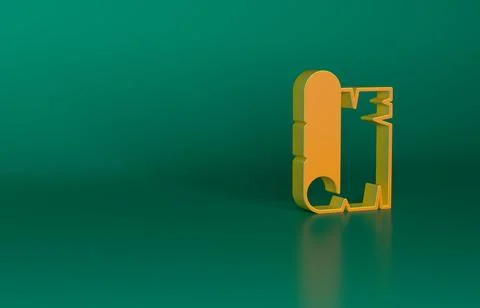 Orange Ancient papyrus scroll icon isolated on green background. Parchment paper Stock Illustration