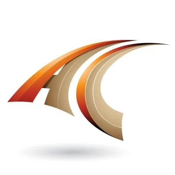 Orange and Beige Dynamic Flying Letter A and C Vector Illustration Stock Illustration