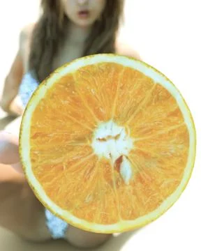 Orange and bikini girl Stock Illustration