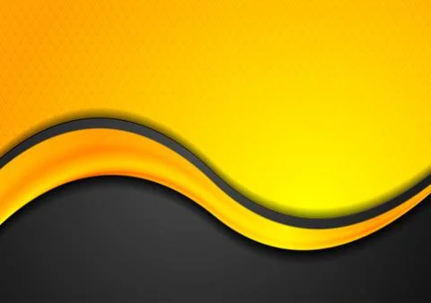 Orange and black abstract background with glossy wave 스톡 일러스트