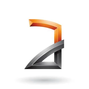 Orange and Black Embossed Letter A with Bended Joints Vector Illustration Stockillustratie