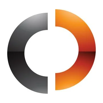Orange and Black Glossy Split Shaped Letter O Icon Illustrazione stock