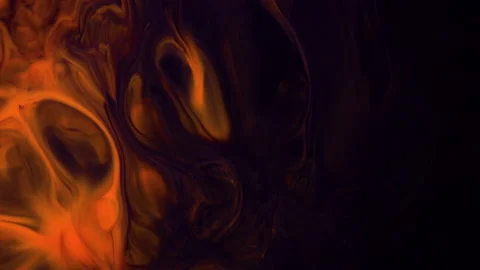 Orange And Black Liquid Paint Stock Footage 206433448