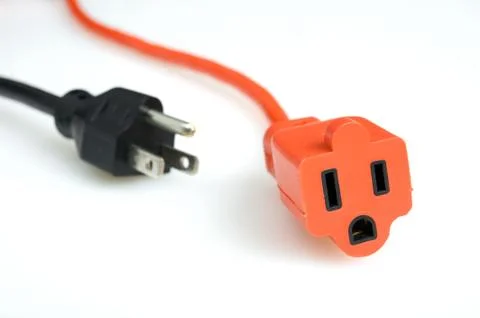 Orange and black power plug Stock Photos