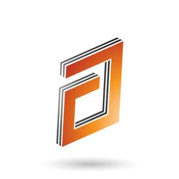 Orange and Black Rectangular Layered Letter A イラスト素材