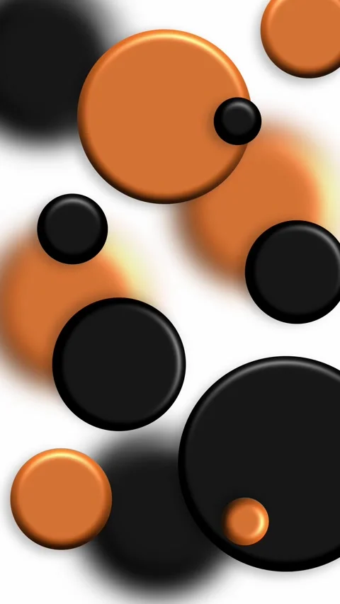 Orange and black spheres floating over white and yellow background Stock Footage 325147316