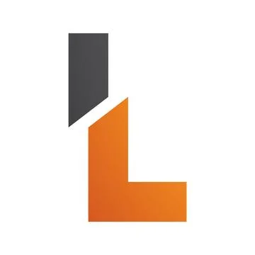 Orange and Black Split Shaped Letter L Icon Illustrazione stock
