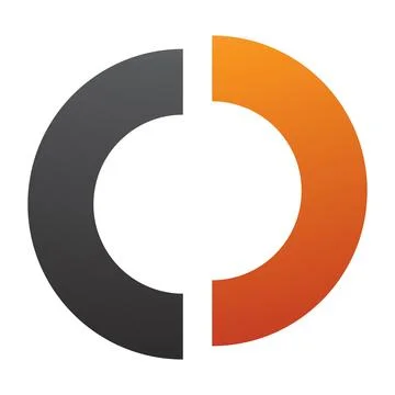 Orange and Black Split Shaped Letter O Icon Illustrazione stock