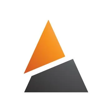 Orange and Black Split Triangle Shaped Letter A Icon Stock Illustration