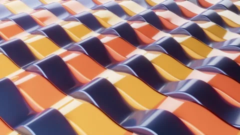 Orange and blue 3D waves pattern, loopable CGI animation Vídeos de archivo 243987117