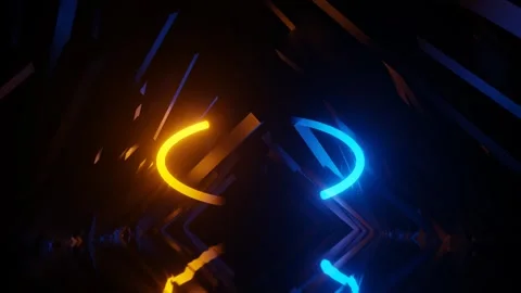 Orange and Blue Abstract Environment Background VJ Loop in 4K Stock Footage 305918228