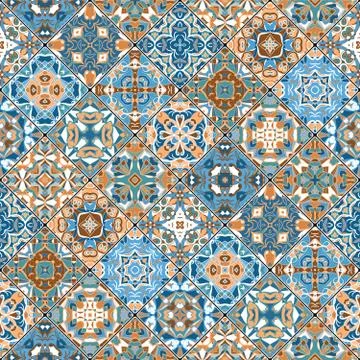 Orange and blue abstract patterns Stock Illustration