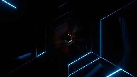 Orange and Blue Amazing Hexagonal Strobe Tunnel Background VJ Loop l 4K Stock Footage 289450385
