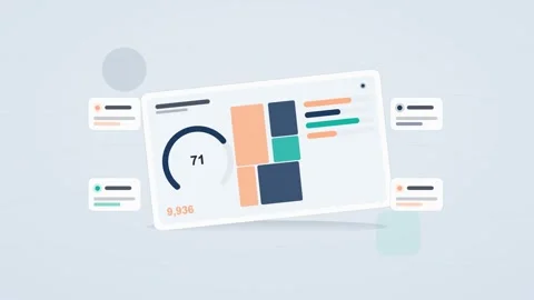 Orange and blue analytics dashboard flat design loop Stock Footage 342628507