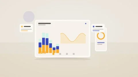 Orange and blue analytics dashboard flat design loop Vidéo 342628767