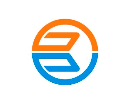 Orange and blue circle shape with B letter initial Stock Illustration