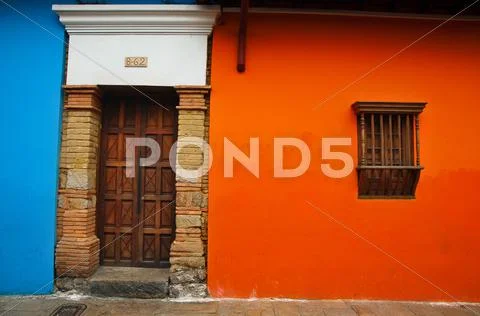 Orange And Blue Colonial Wall