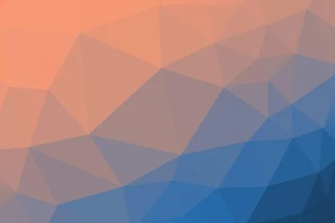 Orange and blue coloured gradient triangle background, abstract polygon Stock Illustration