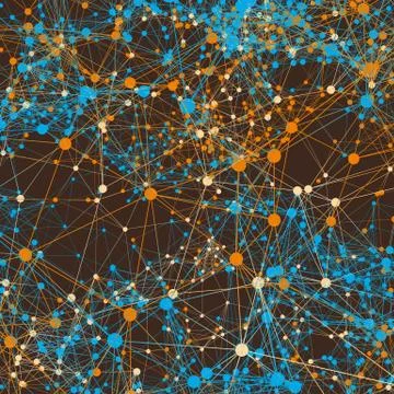 Orange and blue connected lines on brown. Abstract background Stock Illustration