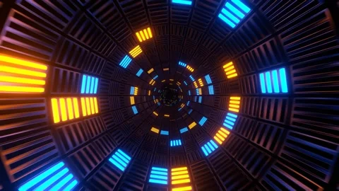 Orange and Blue Cube Strobes Tunnel Background VJ Loop in 4K Stock Footage 309016420