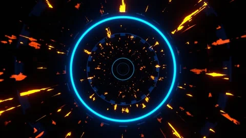 Orange and Blue Cyber Mechanical Gear Mechanism Background VJ Loop in 4K Video stock 341674834