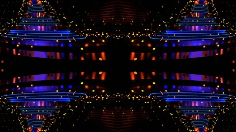 Orange and Blue Cyber Strobe Carousel Kaleidoscope Background VJ Loop in 4K 스톡 동영상 337652015