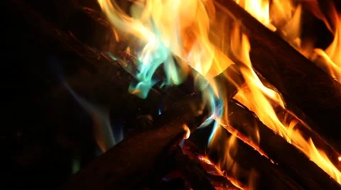 Orange and blue flames of fire Stock Footage 44399374