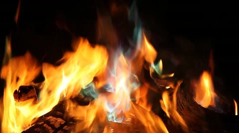 Orange and blue flames of fire Stock Footage 44399390
