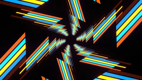 Orange and Blue Hexagonal Neon Line Moving Lighting Background VJ Loop in 4K Stock Footage 275595458