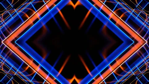 Orange and Blue Hypnotic Abstract Moving Kaleidoscope Background VJ Loop Stock Footage 328972200