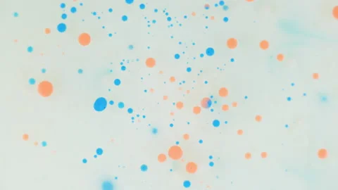 Orange and blue ink bubbles background texture cosmetic rotating Stock Footage 204848500