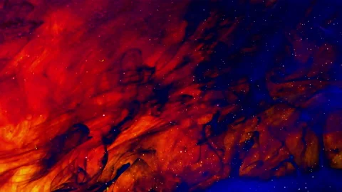 Orange and Blue Ink Flow with Glitter Effect Stock Footage 158995810
