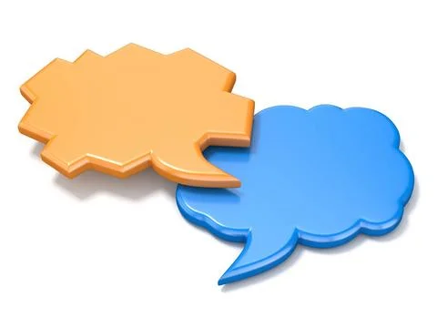 Orange and blue irregular shape blank speech bubbles 3D Orange and blue ir... Stock Photos