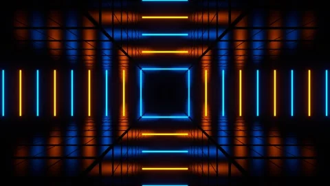 Orange and Blue Lines Move to Center Background VJ Loop in 4K Stock Footage 314177488