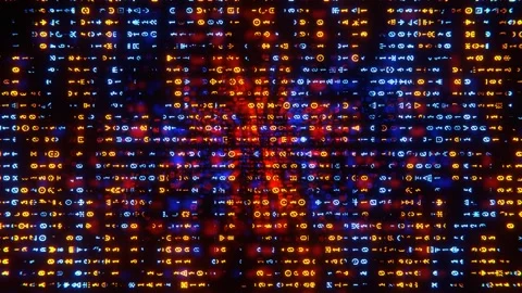 Orange and Blue Neon Alien Code Background VJ Loop in 4K Stockbeeldmateriaal 341803200
