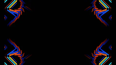 Orange and Blue Neon Light Elements Kaleidoscope Background VJ Loop in 4K Stock Footage 335829405