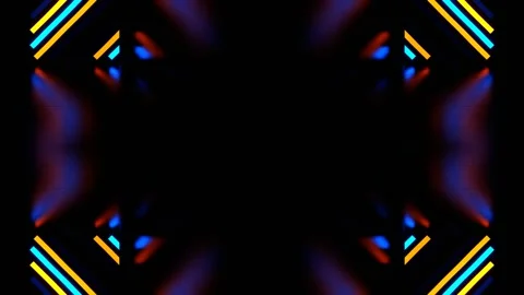 Orange and Blue Neon Light Elements Kaleidoscope Background VJ Loop in 4K Stock Footage 339091934
